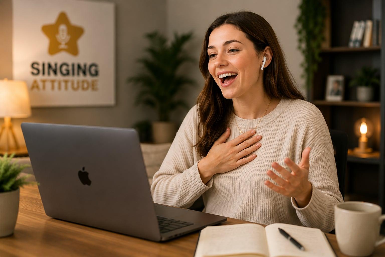 Liuba preparing an online singing session
